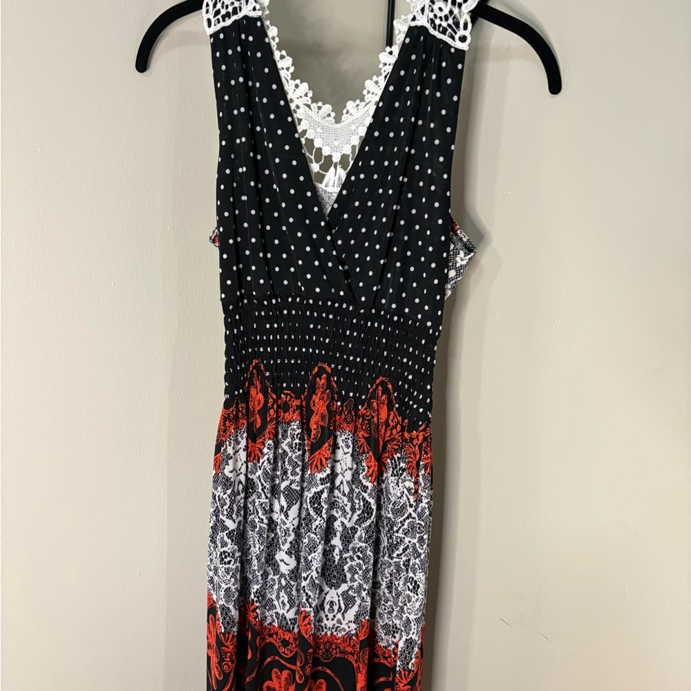 Elegant Black and Red Polka Dot Dress